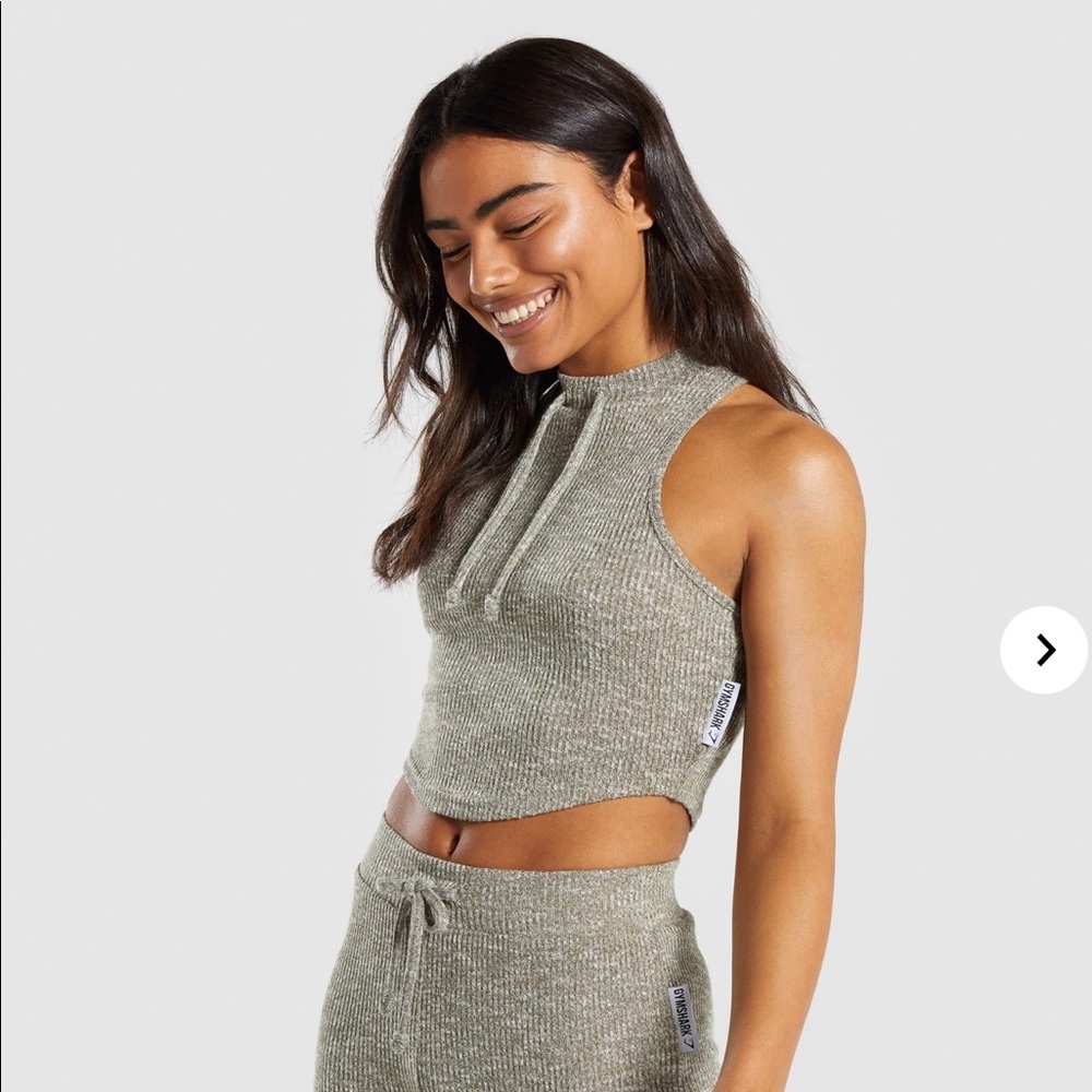 Gymshark Slounge Crop Top Khaki Marl Medium